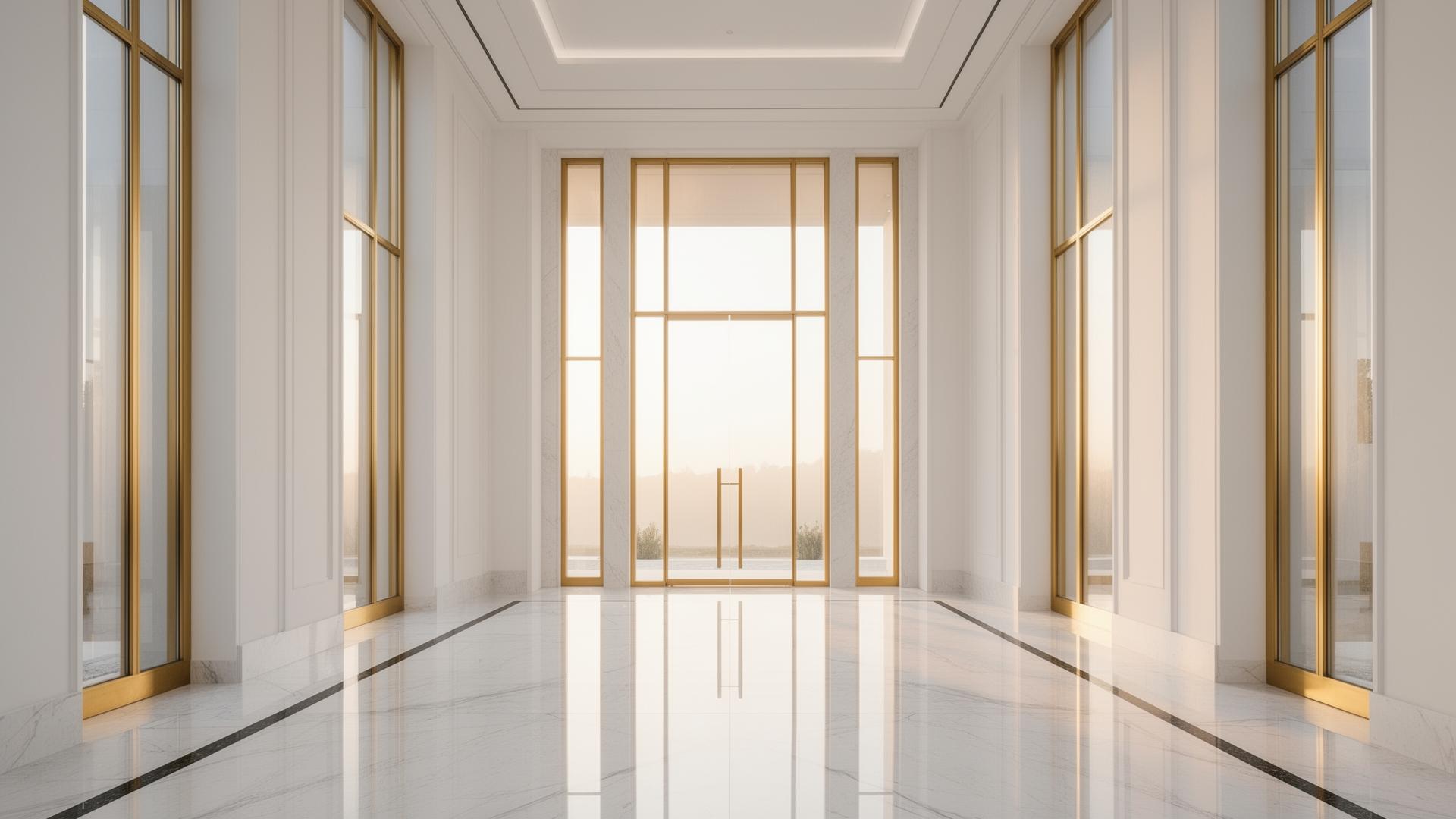 Luxury marble entryway with gold accents